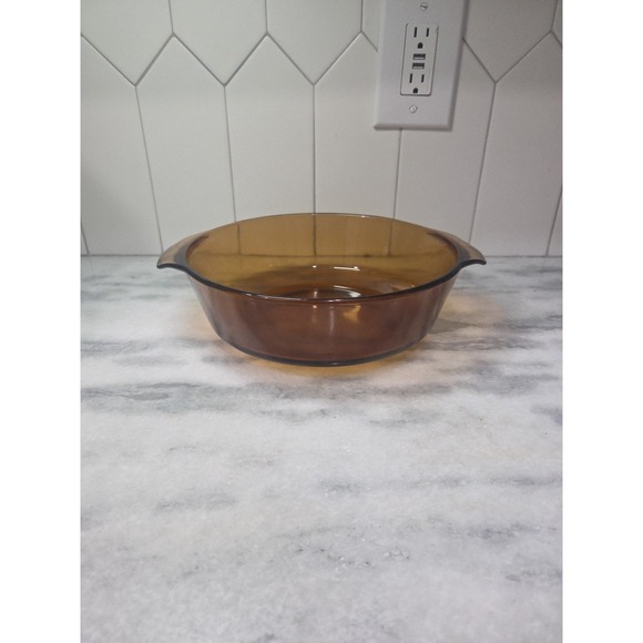 Anchor Hocking Amber 2QT Casserole Dish, Glass Cookware #438, Vtg Baking Dish - Picture 1 of 10